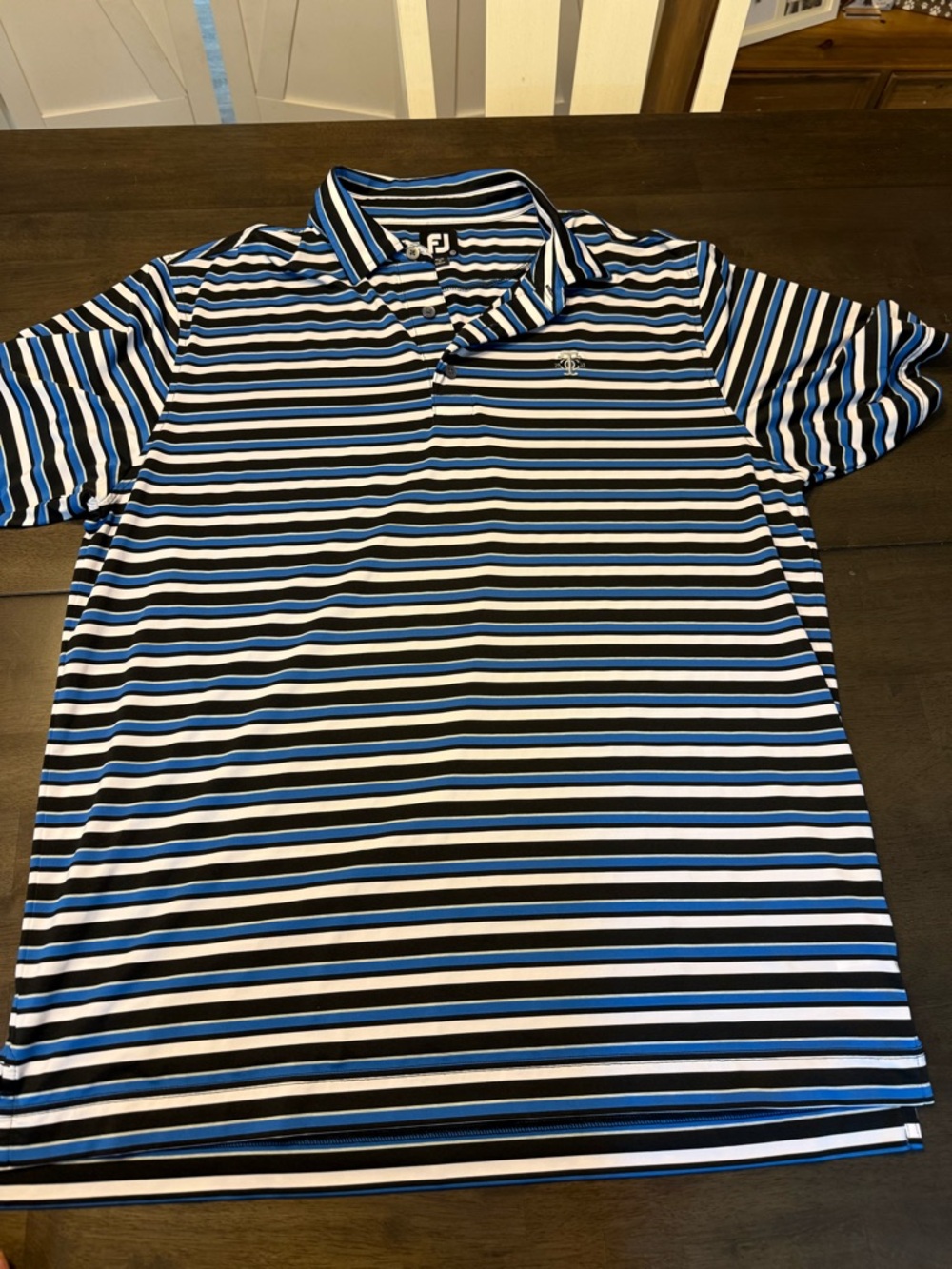 FootJoy Men’s Black Blue White Striped Golf Polo